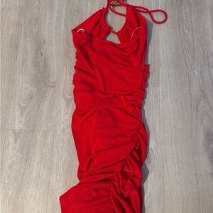 Elegant Red Halter Dress